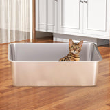 Maxbell Stainless Steel Litter Box Nonstick and 4 Anti Slip Pads