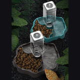 Maxbell Reptile Waterer Turtle Food and Water Bowl Automatic Feeder Reptile Drinking Dark Coffee