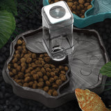 Maxbell Reptile Waterer Turtle Food and Water Bowl Automatic Feeder Reptile Drinking Dark Coffee