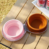 Maxbell Foldable Dog Bowl Portable Travel Water Food Bowl for Camping Outdoor Hiking Brown and Pink