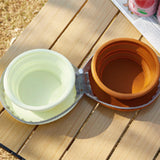 Maxbell Foldable Dog Bowl Portable Travel Water Food Bowl for Camping Outdoor Hiking Brown and Yellow