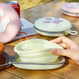 Maxbell Foldable Dog Bowl Portable Travel Water Food Bowl for Camping Outdoor Hiking Brown and Yellow