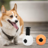 Maxbell Dog Treat Dispensing Soccer Chew Throw Ball for Teeth Cleaning Chewing White