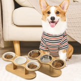 Maxbell Elevated Dog Bowl with Stand Raised Cat Feeder for Puppy Small Dogs and Cats White bowl