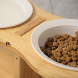 Maxbell Elevated Dog Bowl with Stand Raised Cat Feeder for Puppy Small Dogs and Cats White bowl