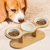 Maxbell Elevated Dog Bowl with Stand Raised Cat Feeder for Puppy Small Dogs and Cats White bowl