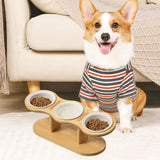 Maxbell Elevated Dog Bowl with Stand Raised Cat Feeder for Puppy Small Dogs and Cats White bowl