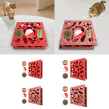 Maxbell Cat Puzzle Toy Maze Game Mental Stimulation Play Box for Kittens Indoor Cats Red 30cm
