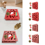 Maxbell Cat Puzzle Toy Maze Game Mental Stimulation Play Box for Kittens Indoor Cats Red 30cm