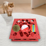 Maxbell Cat Puzzle Toy Maze Game Mental Stimulation Play Box for Kittens Indoor Cats Red 30cm