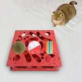 Maxbell Cat Puzzle Toy Maze Game Mental Stimulation Play Box for Kittens Indoor Cats Red 40cm