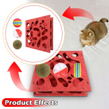 Maxbell Cat Puzzle Toy Maze Game Mental Stimulation Play Box for Kittens Indoor Cats Red 40cm