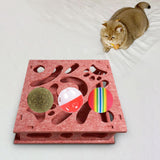 Maxbell Cat Puzzle Toy Maze Game Mental Stimulation Play Box for Kittens Indoor Cats Pink 30cm