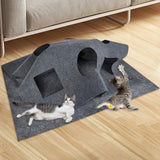 Maxbell Interactive Cat Tunnel Toy Felt Rug Exercise Mattress Cat Play Mat with Hole Gray