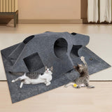 Maxbell Interactive Cat Tunnel Toy Felt Rug Exercise Mattress Cat Play Mat with Hole Gray