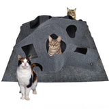 Maxbell Interactive Cat Tunnel Toy Felt Rug Exercise Mattress Cat Play Mat with Hole Gray
