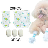 Maxbell 20Pcs Dog Booties Paw Protect Pet Socks for Travel Outdoor Medium Small Dogs Green M