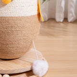 Maxbell Chick Sisal Scratcher Toy for Cat Funny Stable Wooden Base Protect Furniture