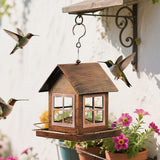 Maxbell Hanging Bird Feeder Country House Shape Garden Decor for Patio Yard Backyard