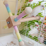 Maxbell Bird Stand Perch Toy for Small Birds Easy to Install Fun Parrot Parakeet Toy