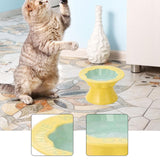Maxbell Elevated Cat Bowl Modern Easy to Clean Food Container for Kittens Elder Cats Yellow