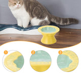 Maxbell Elevated Cat Bowl Modern Easy to Clean Food Container for Kittens Elder Cats Yellow