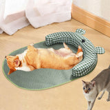 Maxbell Cat Cooling Mat Puppy Nest Comfortable Cute Summer Bed for Puppy Indoor Cats Green