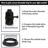 Maxbell E26 Light Socket Collar Rings Accs Lamp Shade Collar Rings for Hotel Bedroom 6pcs