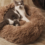 Maxbell Cat Bed Long Plush PP Cotton Winter Washable 70 cm Diameter Doughnut Cushion