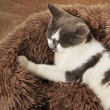 Maxbell Cat Bed Long Plush PP Cotton Winter Washable 70 cm Diameter Doughnut Cushion