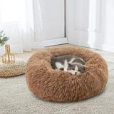 Maxbell Cat Bed Long Plush PP Cotton Winter Washable 70 cm Diameter Doughnut Cushion