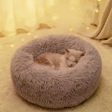 Maxbell Cat Bed Long Plush PP Cotton Winter Washable 70 cm Diameter Doughnut Cushion