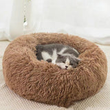 Maxbell Cat Bed Long Plush PP Cotton Winter Washable 70 cm Diameter Doughnut Cushion