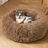 Maxbell Cat Bed Long Plush PP Cotton Winter Washable 70 cm Diameter Doughnut Cushion