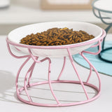 Maxbell Pet Feeding Bowl Rack Round Iron Drinking Pet Supplies Raised Cat Bowl Stand Pink