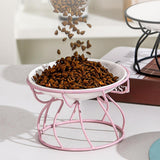 Maxbell Pet Feeding Bowl Rack Round Iron Drinking Pet Supplies Raised Cat Bowl Stand Pink