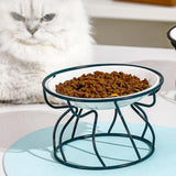 Maxbell Pet Feeding Bowl Rack Round Iron Drinking Pet Supplies Raised Cat Bowl Stand Green