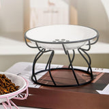 Maxbell Pet Feeding Bowl Rack Round Iron Drinking Pet Supplies Raised Cat Bowl Stand Black