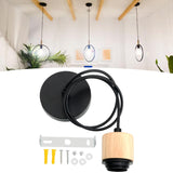 Maxbell Wood Pendant Light Cord E27 Socket Pendant Lamp Fitting for Bar Bedroom Cafe Wood Black