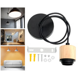 Maxbell Wood Pendant Light Cord E27 Socket Pendant Lamp Fitting for Bar Bedroom Cafe Wood Black