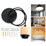 Maxbell Wood Pendant Light Cord E27 Socket Pendant Lamp Fitting for Bar Bedroom Cafe Wood Black