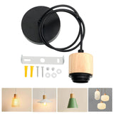 Maxbell Wood Pendant Light Cord E27 Socket Pendant Lamp Fitting for Bar Bedroom Cafe Wood Black