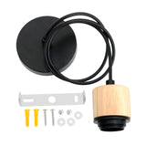 Maxbell Wood Pendant Light Cord E27 Socket Pendant Lamp Fitting for Bar Bedroom Cafe Wood Black