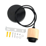 Maxbell Wood Pendant Light Cord E27 Socket Pendant Lamp Fitting for Bar Bedroom Cafe Wood Black