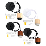 Maxbell Wood Pendant Light Cord E27 Socket Pendant Lamp Fitting for Bar Bedroom Cafe Wood Black