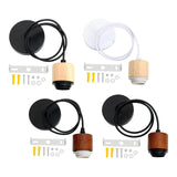 Maxbell Wood Pendant Light Cord E27 Socket Pendant Lamp Fitting for Bar Bedroom Cafe Wood Black