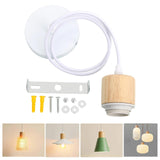 Maxbell Wood Pendant Light Cord E27 Socket Pendant Lamp Fitting for Bar Bedroom Cafe Wood White