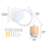 Maxbell Wood Pendant Light Cord E27 Socket Pendant Lamp Fitting for Bar Bedroom Cafe Wood White