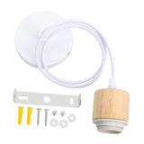 Maxbell Wood Pendant Light Cord E27 Socket Pendant Lamp Fitting for Bar Bedroom Cafe Wood White