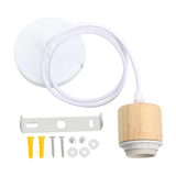 Maxbell Wood Pendant Light Cord E27 Socket Pendant Lamp Fitting for Bar Bedroom Cafe Wood White